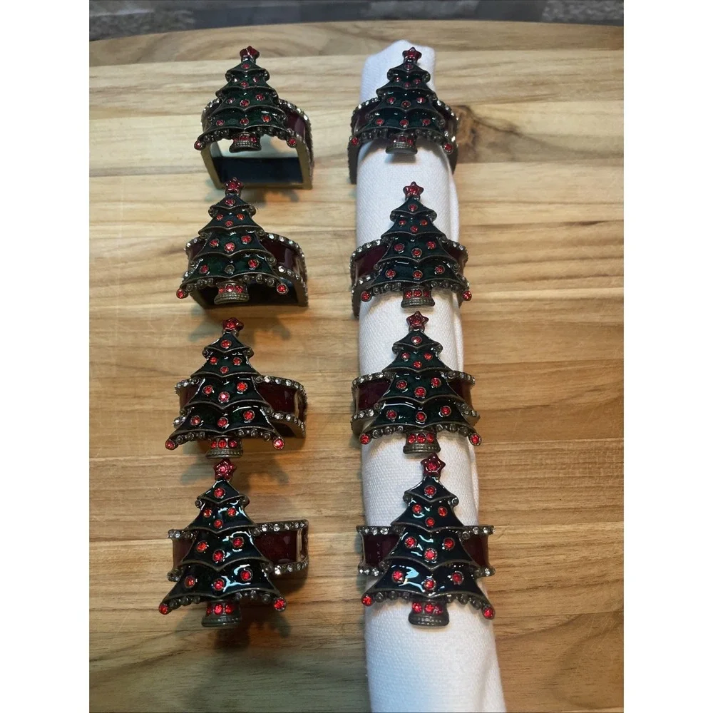 Christmas Tree Design‎ Napkin Rings Set of 8 Holiday dinner table